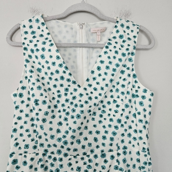 Rebecca Taylor Emerald Daisy Floral Print Dress 6 Flounce Ruffle Hem Sleeveless - Picture 5 of 10